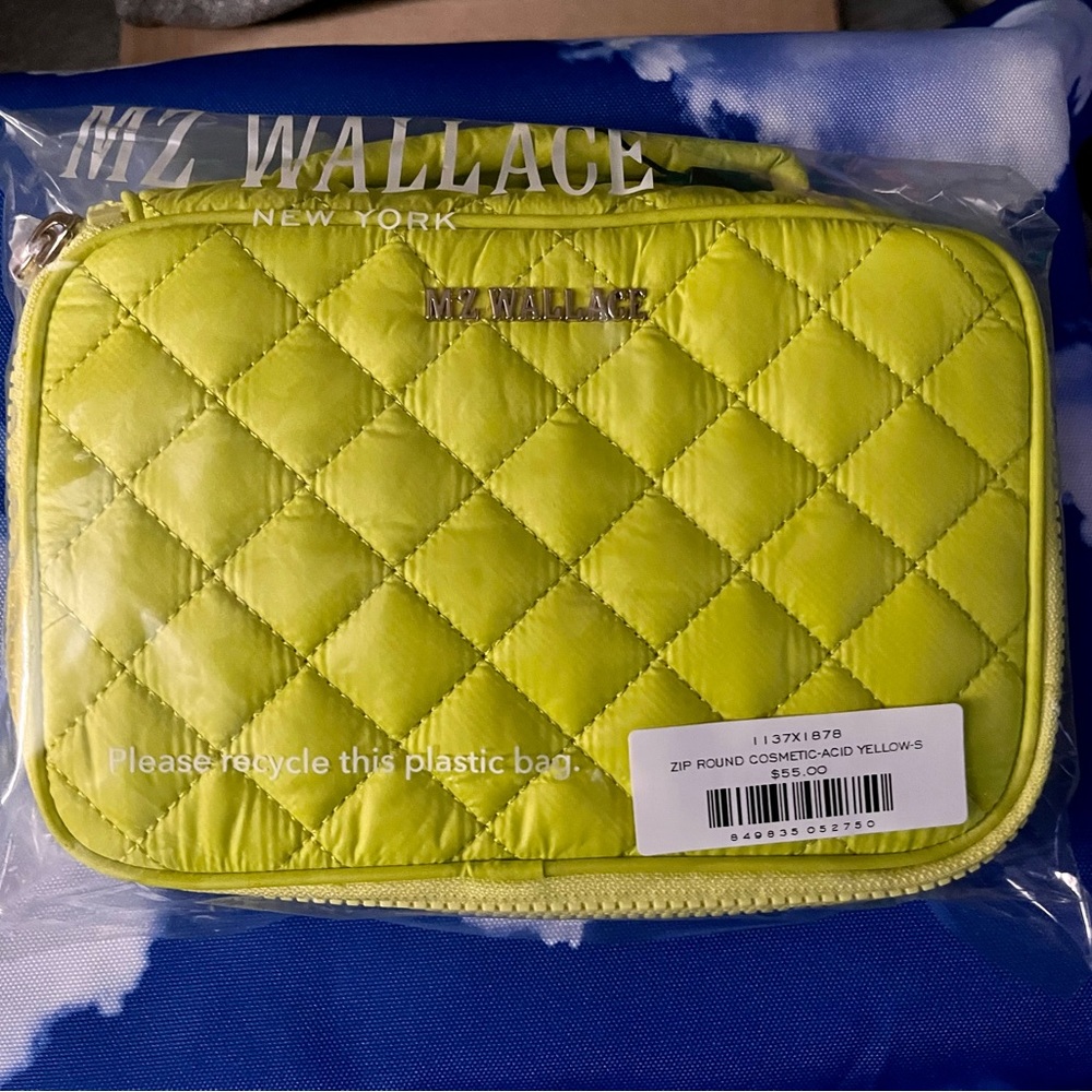 NWT MZ Wallace Small Cosmetic Bag in Acid Yellow